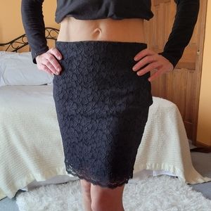 EXPRESS Black Lace Bodycon Stretch Pencil Skirt, Size 0